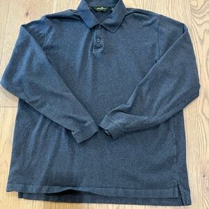 Eddie Bauer Dark Gray Long Sleeve Polo Shirt